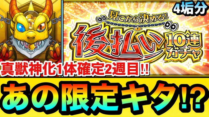 【モンスト】”あの限定キャラ”をゲットしたぞーーーー！！！！真獣神化1体確定『後払い10連ガチャ（2週目）』を4垢分引いてみた結果