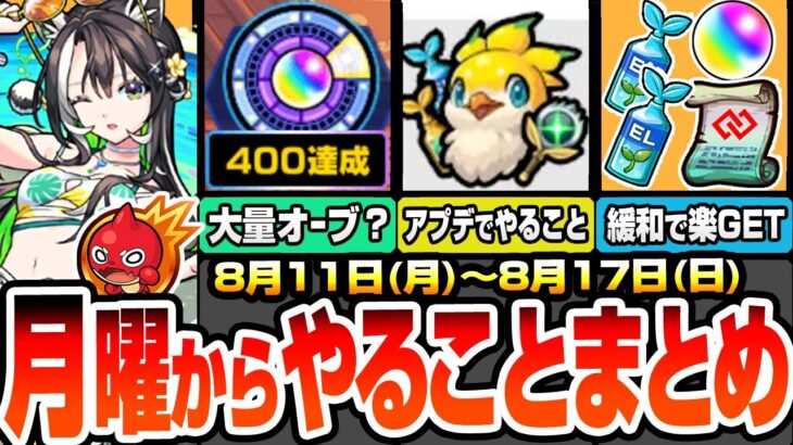 【モンスト】月曜からやることまとめ※見逃し厳禁※超大量オーブゲットチャンス！アプデで超緩和された超貴重アイテム達！隠れたオーブも多数あり！周回すべき降臨と適性、キャンペーンまとめ【へっぽこストライカー