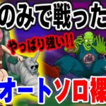 【ドラクエウォーク】装備は玉座だけでフルオート!!防具・アクセは必要無し!!メガモンピッコロ大魔王をフルオートでソロ裸攻略!!