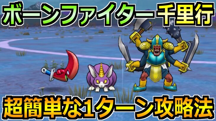 【ドラクエウォーク】ボーンファイター覚醒千里行の安定周回法！朝神楽なしで1ターン攻略！