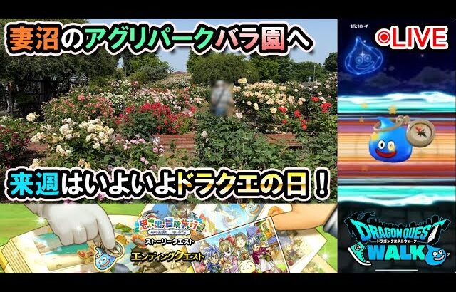 【ドラクエウォークLive】思い出の冒険旅行エンディングクエストと熊谷妻沼さんぽ【ツイキャス同時配信】