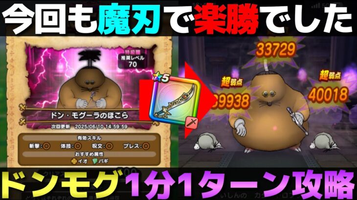 【ドラクエウォーク】新ほこらドン・モグーラ1ターン攻略。魔刃といきピオがあれば簡単。