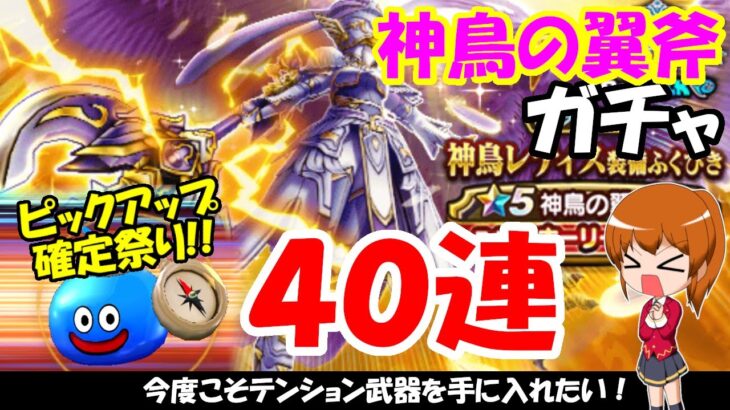 【ドラクエウォーク】神鳥の翼斧ガチャをチケットと有償で合計40連まわします