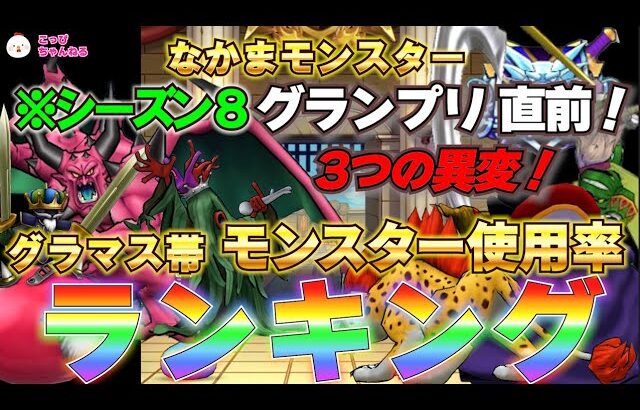 【ドラクエウォーク】Lv30.グランプリ直前！グラマス帯モンスター使用率ランキング！（シーズン8）今、グラマスは、どのモンスターを編成して、どう戦おうとしているのか！この激戦を、戦い抜くモンスターは？