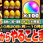 【モンスト】月曜からやることまとめ※オーブ大増量※書庫絶級が約3周で運極でヤバい！超究極彩グランギニョルの最新適性オススメ！周回すべき降臨と適性キャラ今週のキャンペーン【モンフリ】へっぽこストライカー