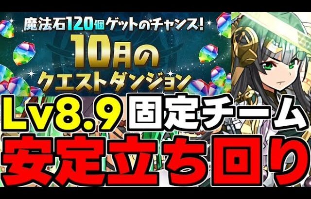 【10月のクエスト】Lv8.9固定チーム！ド安定立ち回り解説！【パズドラ】
