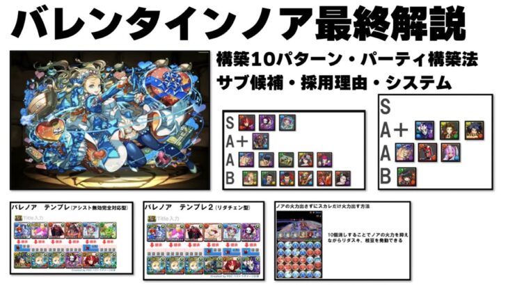 バレンタインノア最終考察・チーム編成10パターンなど【パズドラ】