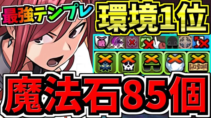 【魔法石85個GET】最強(汎用)テンプレ解説！環境1位エルザ×エルザ編成！代用・立ち回り解説！マガジンコラボ【パズドラ】