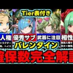 【確保数完全解説】Tier表付き！誰を残すべき？バレンタインイベント確保数完全解説！使い道＆性能解説！【パズドラ】