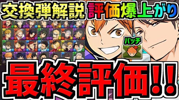 【最終評価】確保必須！日向&影山(コラボバッチ)や及川の交換には誰残すべき？確保解説＆交換の弾解説！ハイキューコラボ交換所解説【パズドラ】