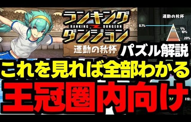 【ランダン】これ意識すれば王冠余裕で狙えます！ランキングダンジョン運動の秋杯0.1%の立ち回り＆パズル解説！【パズドラ】