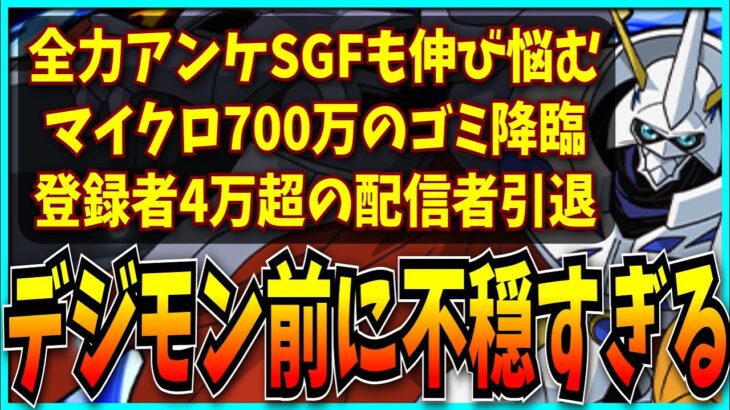 某有名パズドラYouTuberの引退やマジでゴミすぎる降臨など最近のパズドラについてお気持ち表明するだけの動画。【デジモン02コラボ・メイフィール降臨・セルラン・売上】